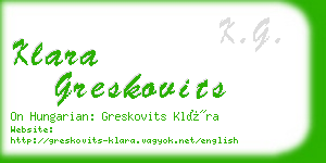 klara greskovits business card